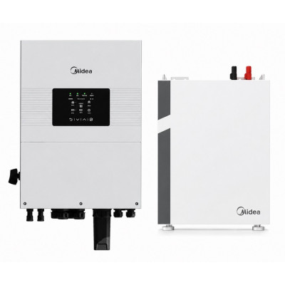 Комплект резервного живлення Midea, (гібрідний інвертор MEI2-HS6L 6kW + Батарея MEB2-B5L-RA 48V 100Ah 5.12 kW)