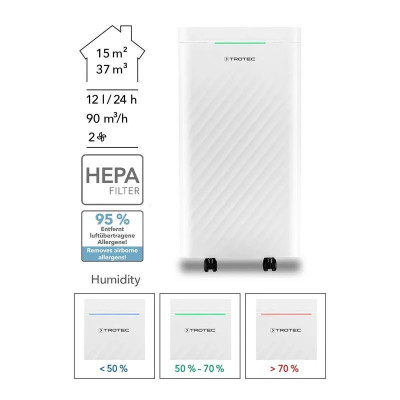 Осушувач повітря і очищувач повітря Trotec TTK 27 E до 50 м², 20 літрів + HEPA фільтр