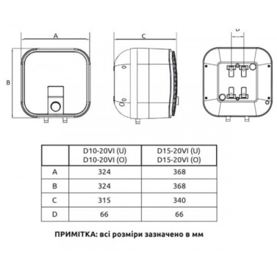 Водонагрівач Midea D15-20VI(O) Над мийкою 